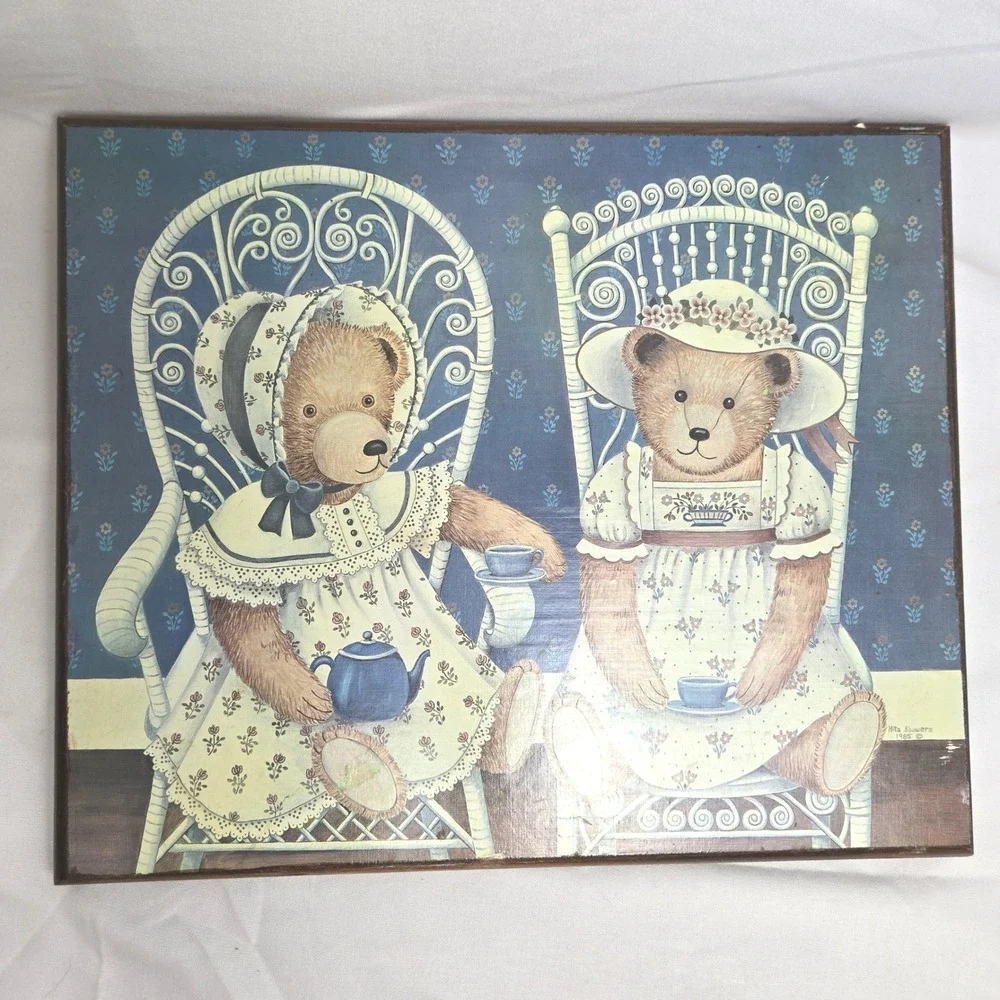 Teddy Bear‎ Decorative Wooden Plaque Artist Nita Showers 1985